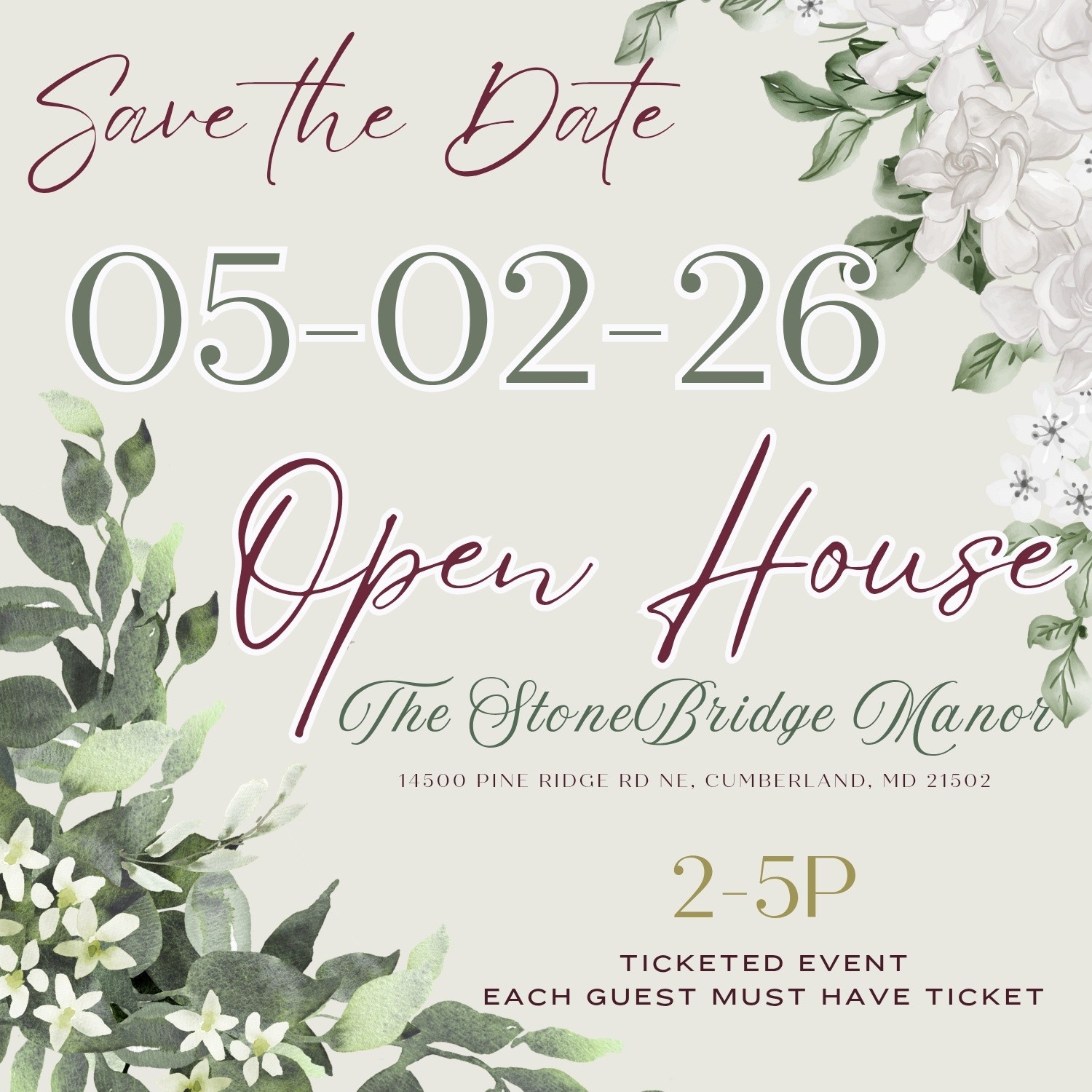 StoneBridge Manor open house announcement