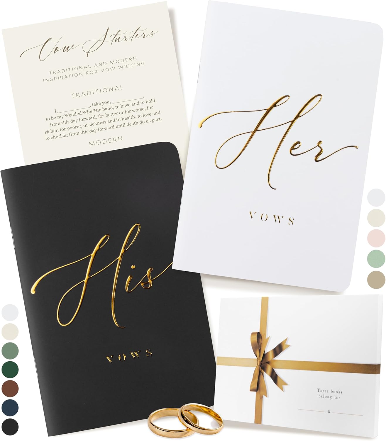 ARTESORI premium wedding vow book set for her and him in white and black
