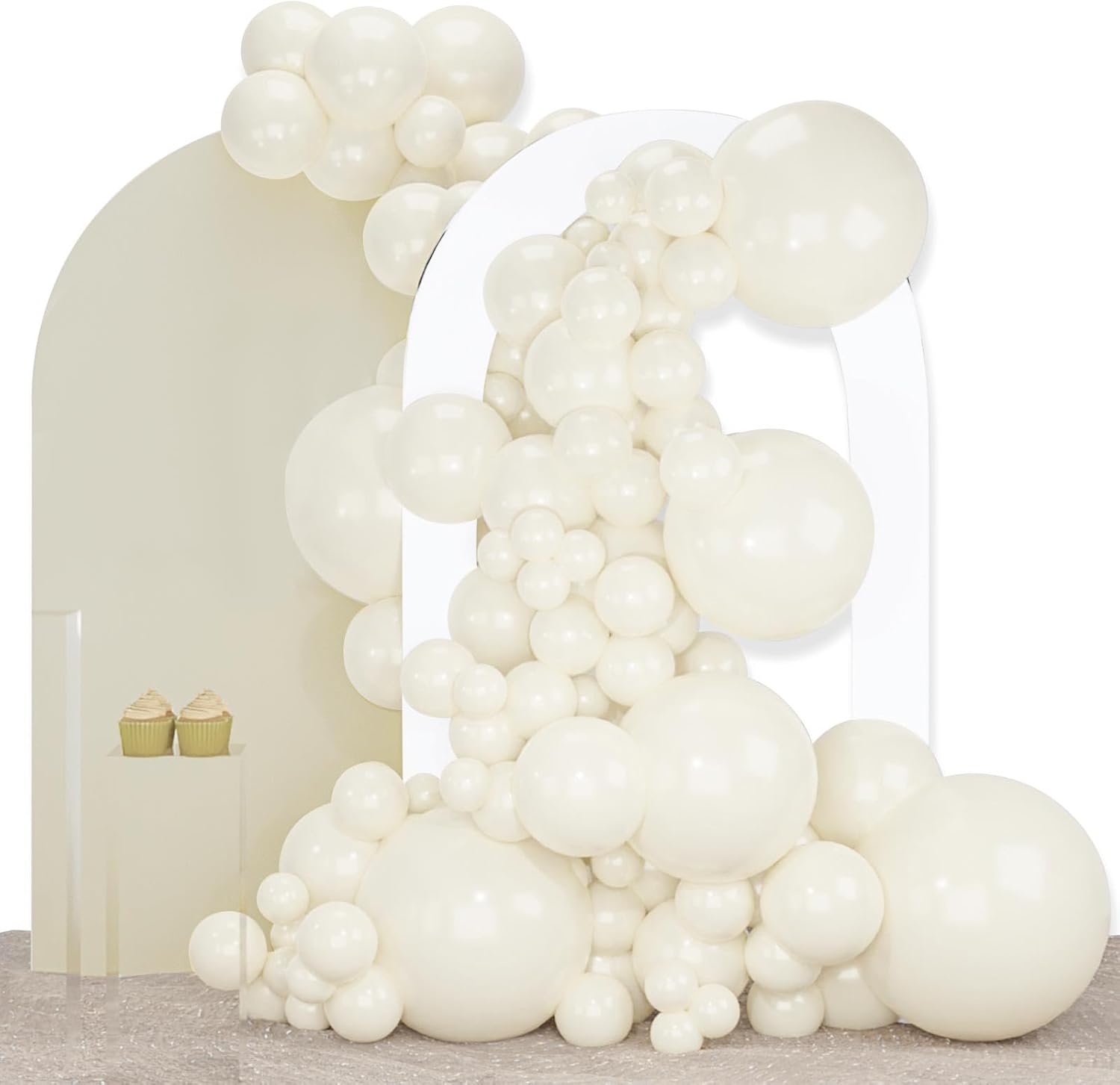 Beige balloon arch bridal shower decor idea