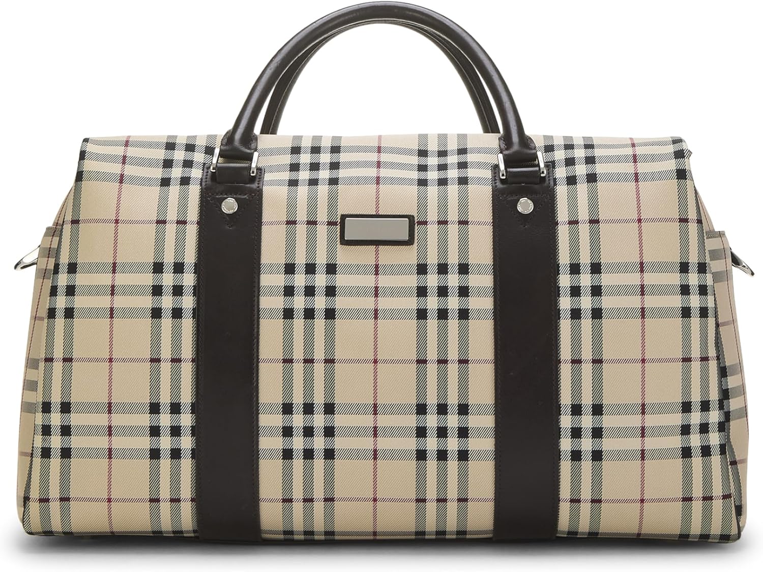 Burberry pre-loved nylon check weekender bag for travel