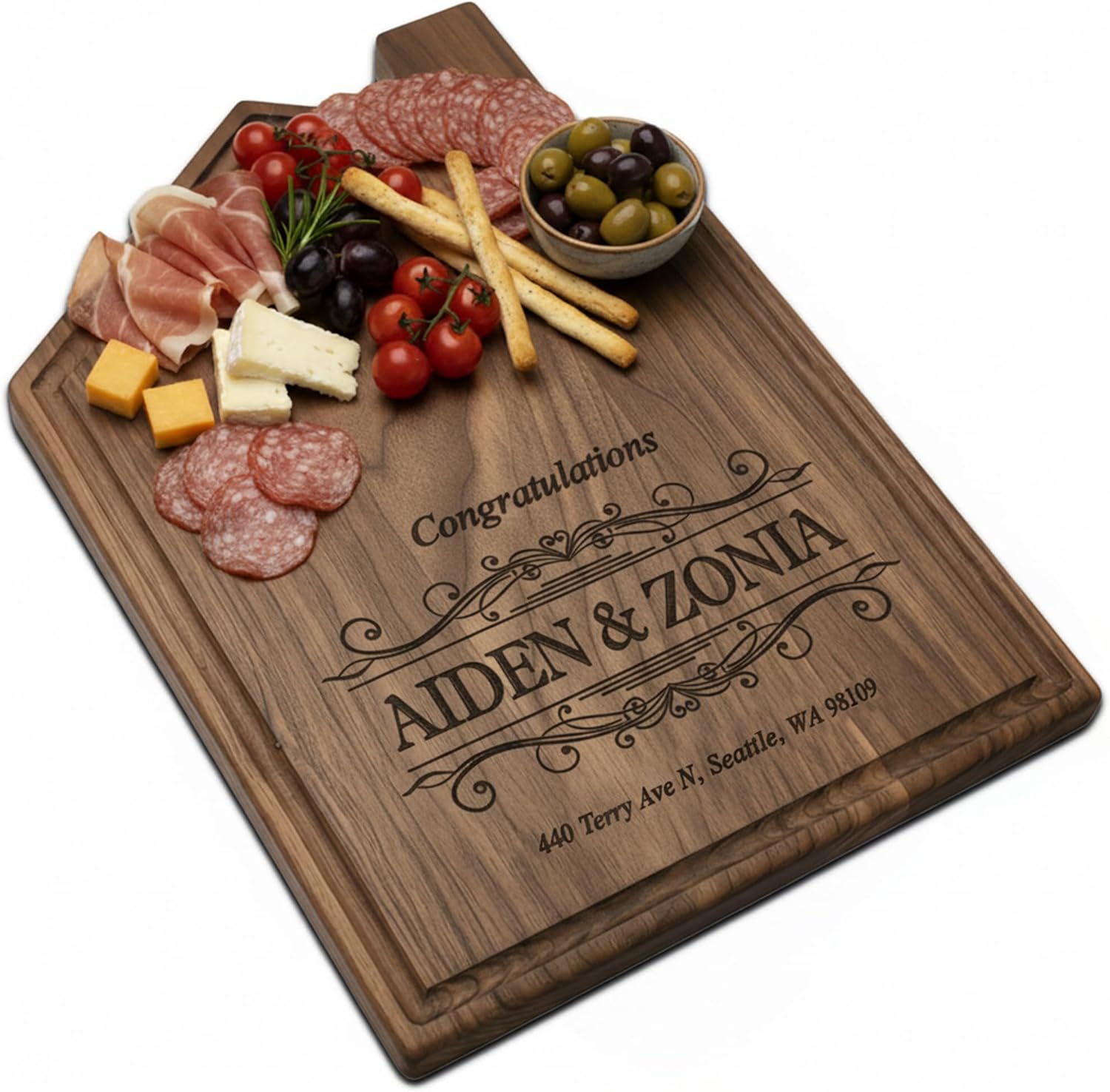 Personalized engraved cutting board wedding gift for couples