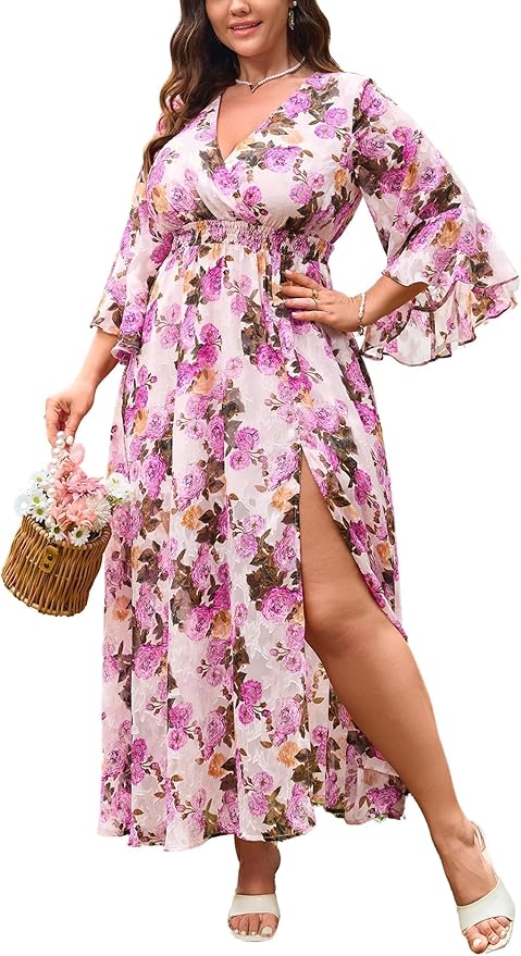 plus size spring wedding guest maxi dress