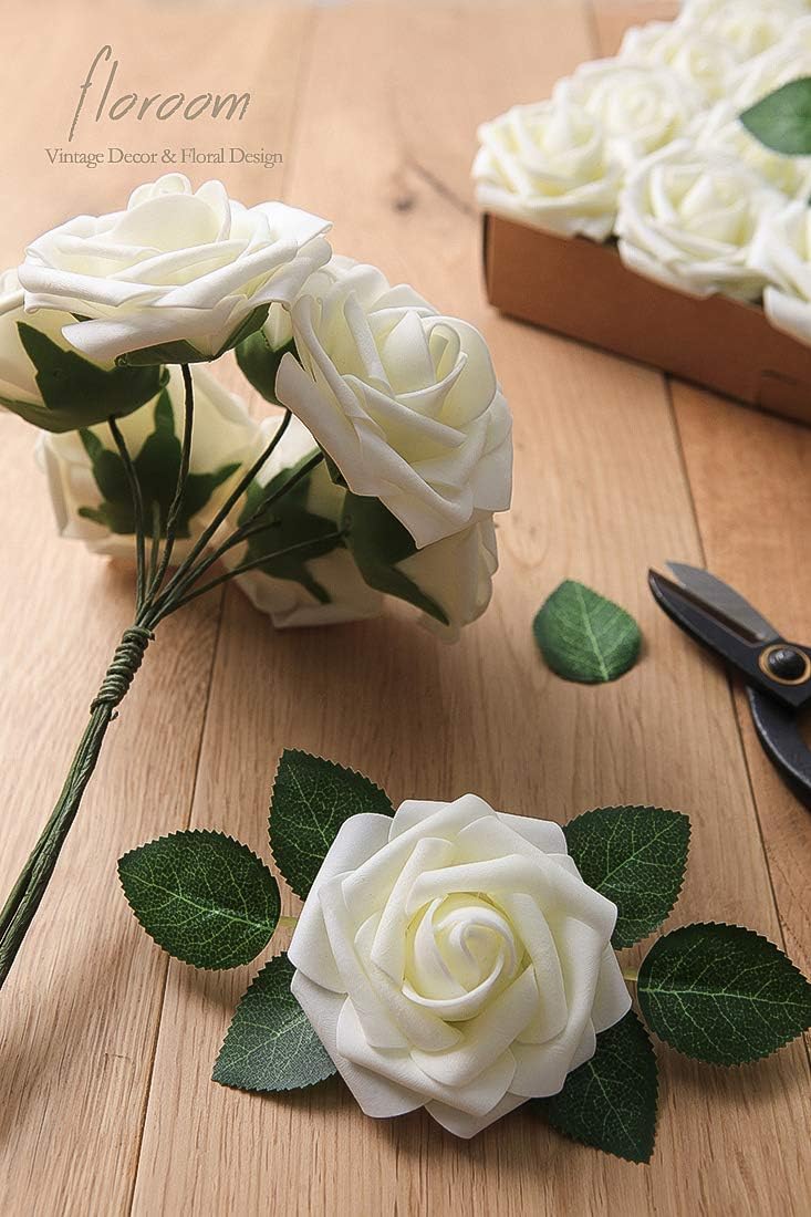 Ivory artificial flowers for bridal shower centerpieces