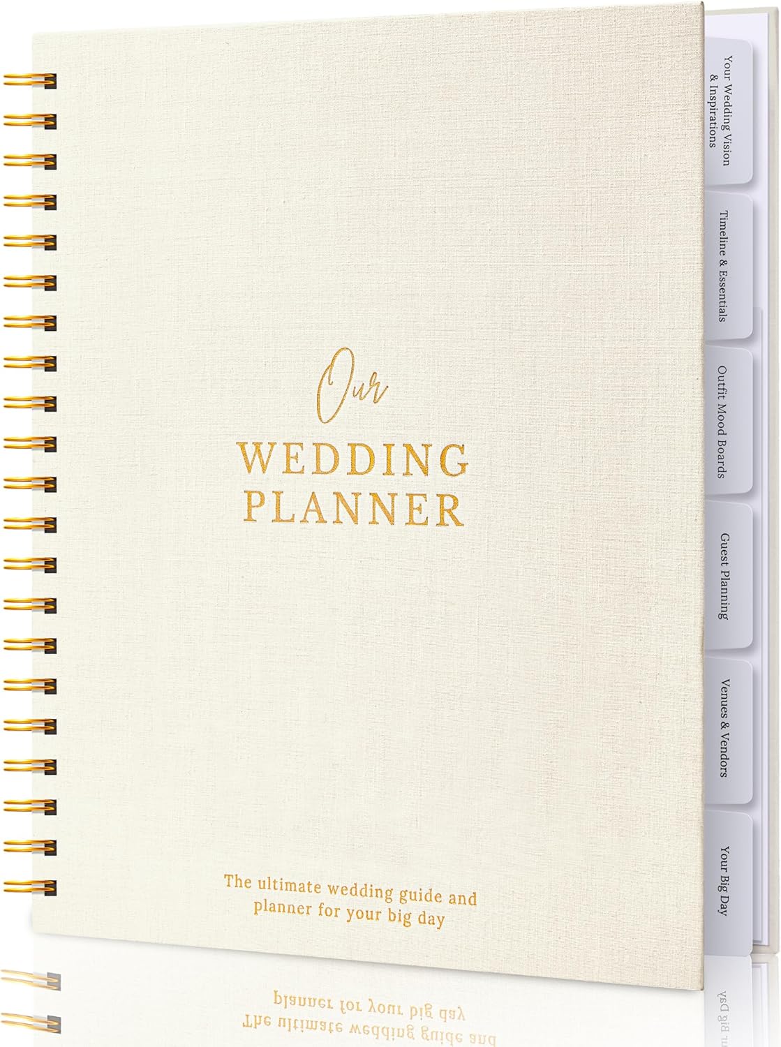Timeless Premium Linen Wedding Planner Book and Organizer in cream