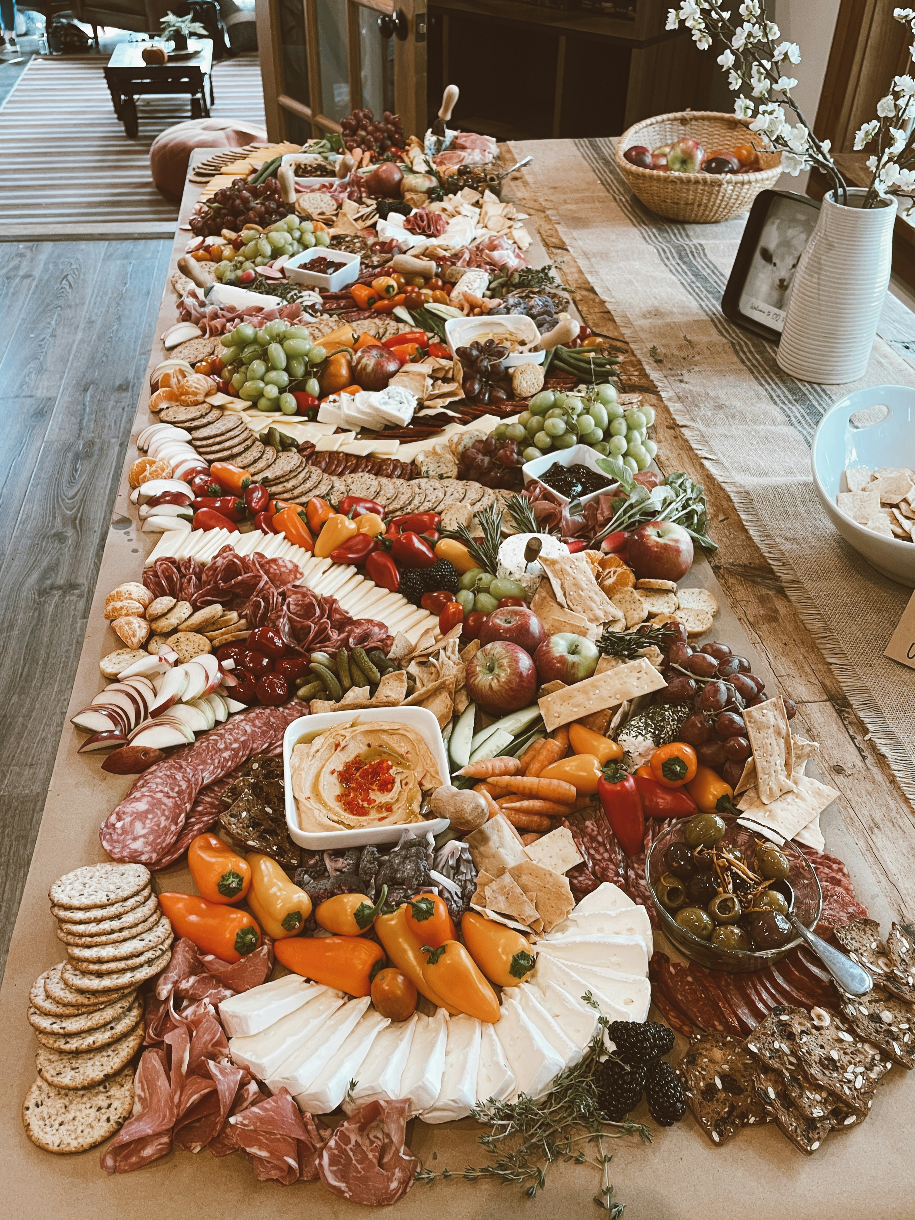 Styled grazing table for wedding cocktail hour