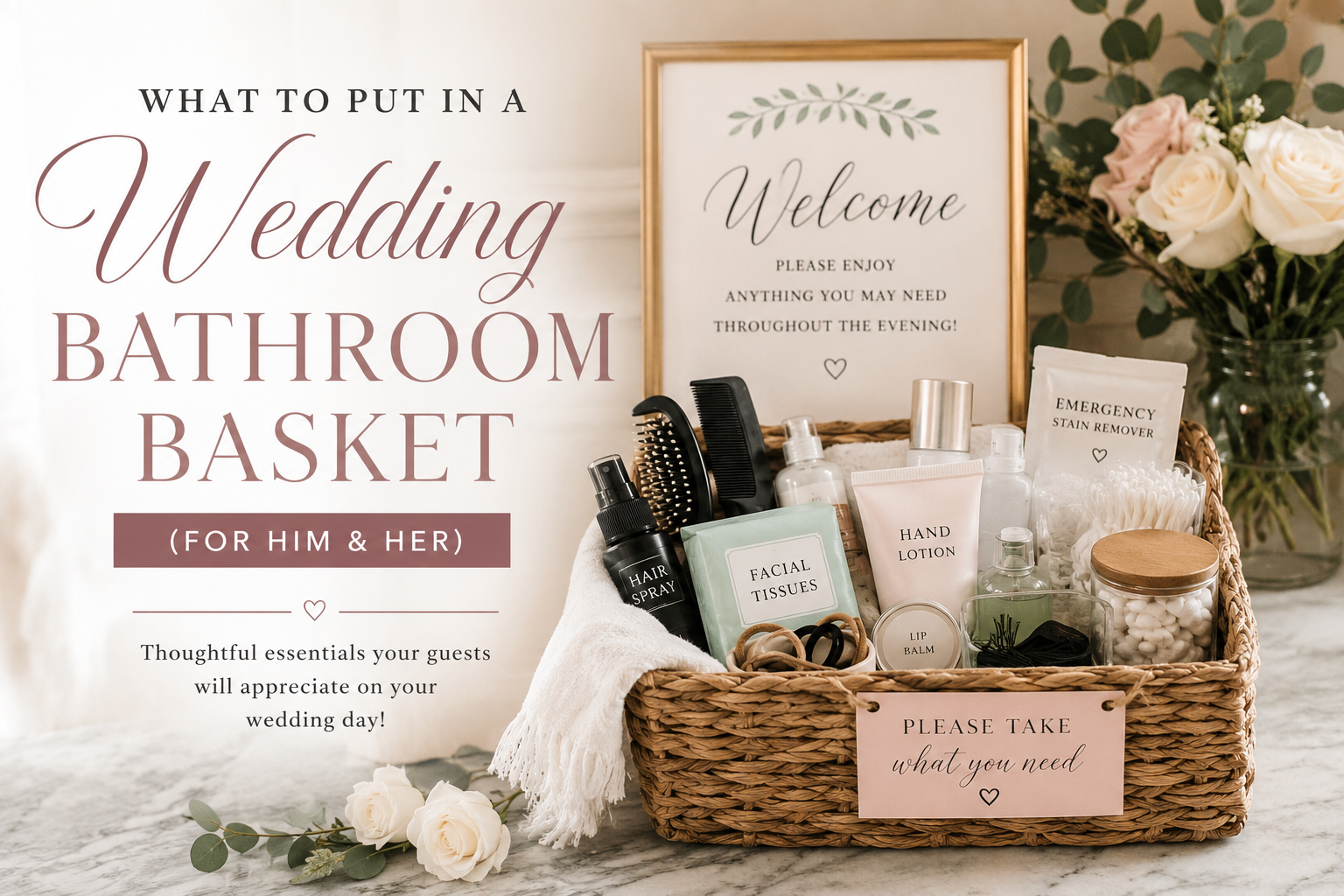 What to Put in a Wedding Bathroom Basket (For Him & Her)