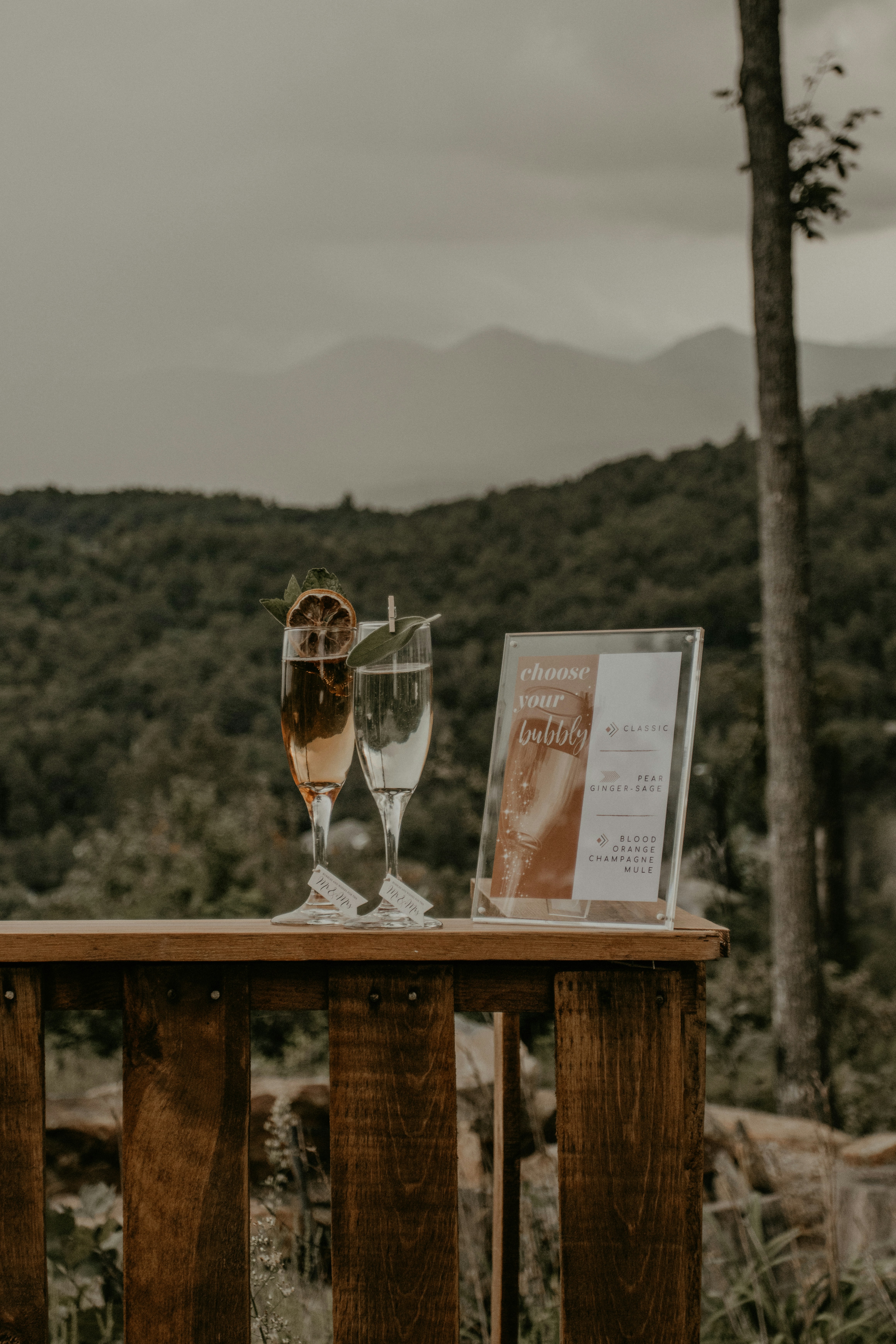 Signature cocktail sign display at wedding reception