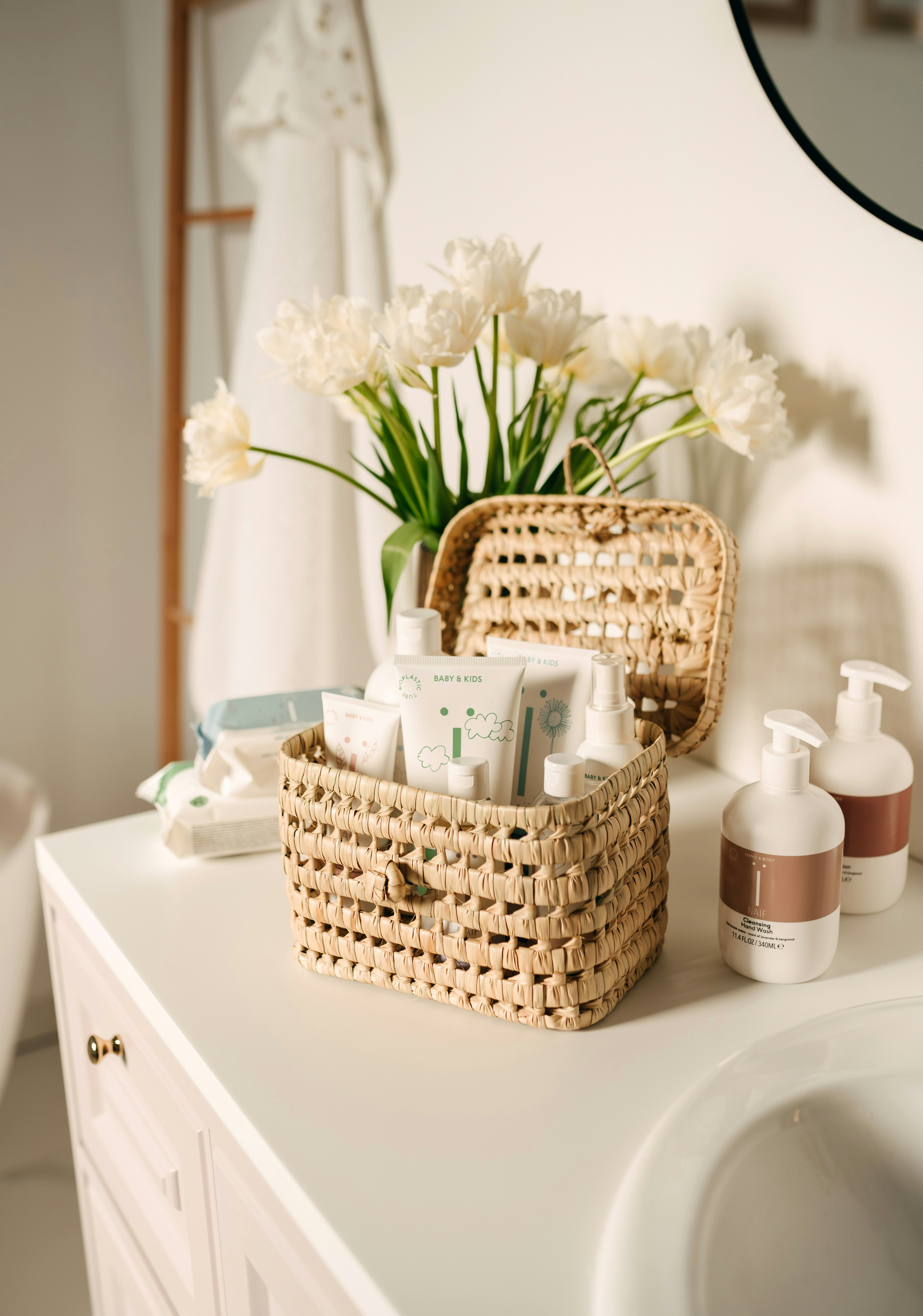 Wedding bathroom basket supplies